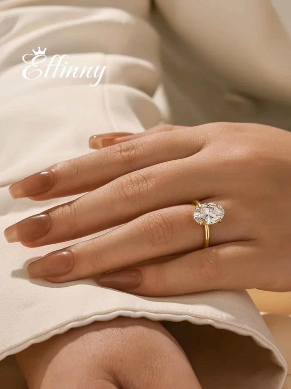 Stunning 3.5 Carat Elongated Oval Cut Engagement Ring in 925 Sterling Silver